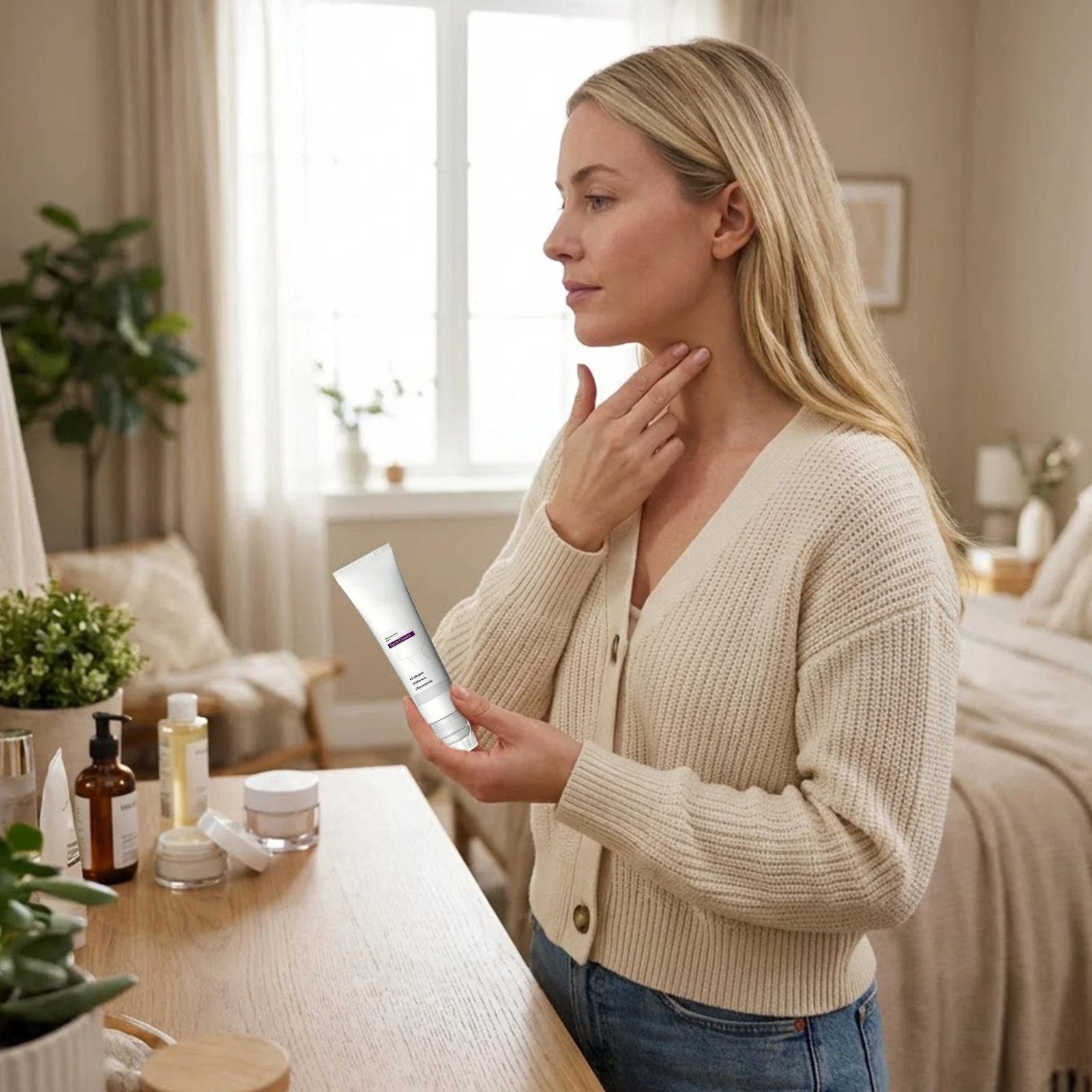 FirmSkin Neck™ - Crème pour le cou au collagène et à l'acide hyaluronique | Veiggara.